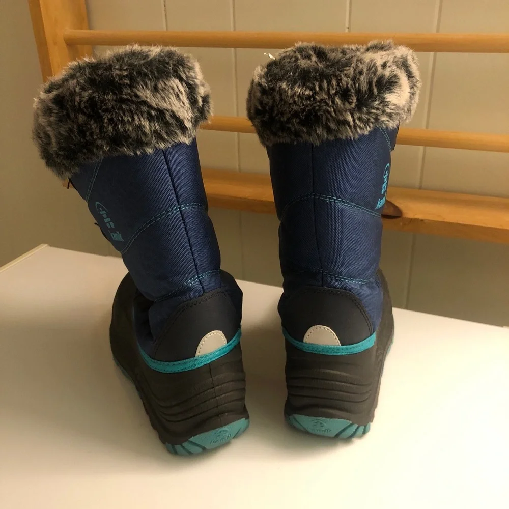 Kamik Kids Blue and Black Faux-Fur Winter Boots